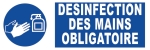 Panneau désinfection des mains obligatoire adhésif 300x100m