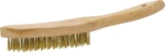 Brosse métallique fil laiton 4 rangs 295mm avec manche bois incurvé Brosse métallique fil laiton 4 rangs 295mm avec manche bois incurvé