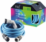 Tuyau d'arrosage extensible bleu avec raccords et pistolet multi-jets - 25m