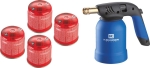 Lampe à souder avec allumage piezo avec 4 cartouches de gaz à percer 190g Lampe à souder avec allumage piezo avec 4 cartouches de gaz à percer 190g