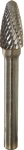 Fraise métallique ogive bout arrondi sur tige 6mm