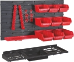 Panneau mural PVC 690x390mm avec 9 boîtes à bec et supports outils