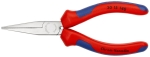 Pince à becs longs avec becs plats 140mm - Bi-matière - Chromée - Très robuste