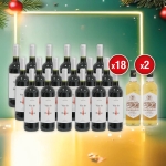 18 bouteilles de vin rouge offertes et 2 bouteilles de whisky offertes