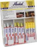Tube marqueur à bille blanc/jaune + bâton de peinture blanc - présentoir de 32 pcs Tube marqueur à bille blanc/jaune + bâton de peinture blanc - présentoir de 32 pcs