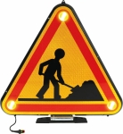 Triangle triflash à LED class 2 double face 700mm avec relevage électrique Triangle triflash à LED class 2 double face 700mm avec relevage électrique