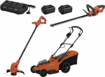 Pack 20V tondeuse, taille haie, coupe-bordure - 2 batteries Li-ion