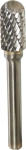 Fraise métallique cylindrique à bout arrondi sur tige 6mm