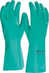 Gants chimiques 100% enduit nitrile floqué 320mm vert 0,38mm T10