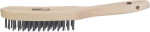 Brosse métallique fil acier 4 rangs 290mm avec manche bois incurvé