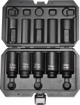 Douilles et embouts à chocs 1/2" moyeux et cardans - coffret de 8 pcs