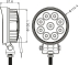 Phare de travail rond LED 10/32V 27W 1800 lumens faisceau large - blister