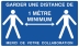 Panneau garder une distance de 1 mètre minimum rigide 330x200mm
