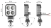 Phare de travail carré LED 10/30V 9W 1000 lumens/bleu/boîtier carbone