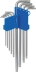 Clé mâle coudée Torx® extra longue alésée de T10 à T50 - étui pivotant de 9 pcs