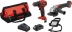 Pack 20V perceuse 40Nm-meuleuse 125mm- projecteur-2 batteries 2Ah Li-ion-sac de transport