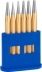 Chasse-clous 1-2-3-4-5mm et 1 pointeau 125mm - présentoir de 6 pcs