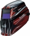 Cagoule de soudage automatique teinte 9/13 vision 98x44mm - design flamme noir-rouge