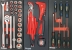 Servante d'atelier 7 tiroirs composée de 107 outils - modules finition carbone Servante d'atelier 7 tiroirs composée de 107 outils - modules finition carbone
