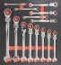 Module mousse 402x380mm carbone clés à cliquet articulées - 14 pcs