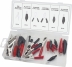 Pince crocodile gainée rouge et noire assortiment - 6 coffrets de 28 pcs