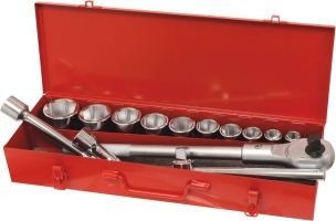 Coffret métallique de douilles 3/4" 6 pans - 14 pcs