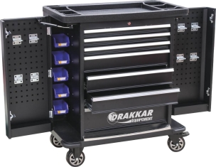 Servante 7 tiroirs avec 2 portes latérales avec plan de travail en ABS 890x530x1022mm Servante 7 tiroirs avec 2 portes latérales avec plan de travail en ABS 890x530x1022mm