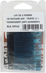 Verre teinte 11 et transparent anti adhérent 105x50mm - blister de 2 pcs