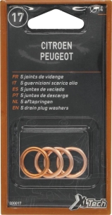 Joint de bouchon de vidange métalloplastique 14mm - blister de 5 pcs