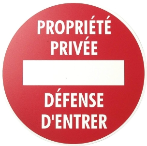 Panneau propriété privée/défense d'entrer rigide 290mm