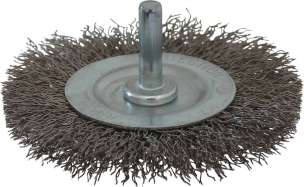 Brosse circulaire sur tige 6mm fil inox ondulé 75mm - lot de 10 pcs