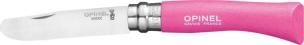 Couteau N°7 avec lame en acier inox bout rond et bague de sécurité fushia