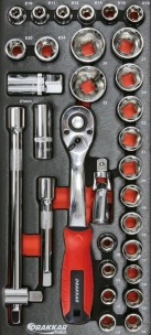 Module mousse 395x178x32mm métal douilles 1/2" - 31 pcs