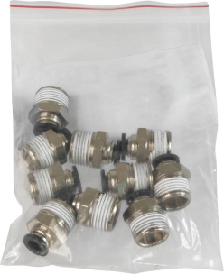 Raccord instantané métallique droit mâle conique 3/8" pour tuyau rilsan 6mm - lot de 10 pcs