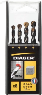 Coffret PVC de 8 forets béton queue cylindrique Ø3-4-5-6-7-8-9-10mm