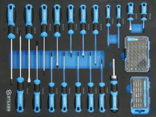 Servante d'atelier 7 tiroirs composée de 273 outils - modules mousse