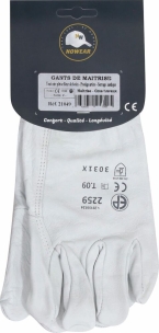 Gants de manutention tout cuir fleur de bovin avec protège artère T.9 - lot de 12 pcs sur carte