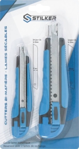 Cutters 9 et 18mm auto-bloquant bi-matière - blister de 2 cutters