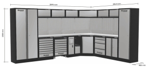 Mobilier d'atelier 8 éléments angle inox