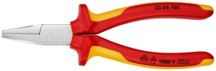 Pince à becs courts et plats - 160mm - Bi-matière - Chromée - 1000V