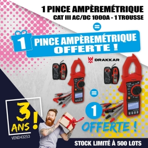 OPE VTEP - Lot de 2 pinces ampèremétriques Cat III AC/DC 1000A réf.09098 dont 1 offerte