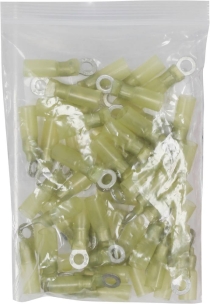 Cosse à oeil isolée thermorétractable jaune M5 - lot de 50 pcs