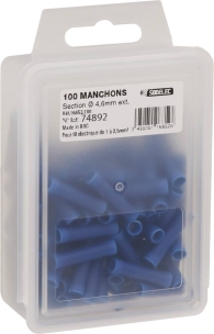 Cosse jonction bout à bout isolée bleue - lot de 100 pcs