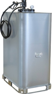 Cuve de stockage gasoil galvanisée 1000L double paroi avec kit pompe à gasoil 230V 35 l/min