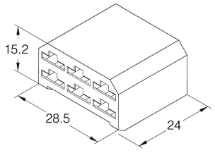 Boîtier unipolaire femelle nu 6,35mm - 6 voies - 15,2x28,5x24mm - lot de 100 pcs