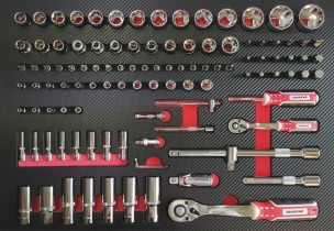 Servante d'atelier 7 tiroirs composée de 176 outils - modules carbone