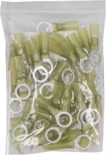 Cosse à oeil isolée thermorétractable jaune M10 - lot de 50 pcs