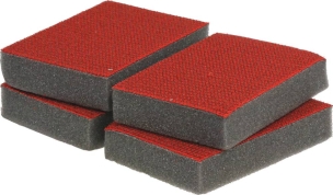Eponge double face rouge et noire tâches difficiles - lot de 4 pcs