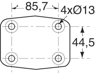 Crochet mixte d'attelage 3,5T 4 trous 13mm entraxe 85,7x44,5mm