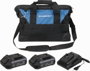 Pack 20V 2 batteries Li-ion 2Ah/chargeur 3A - sac de transport